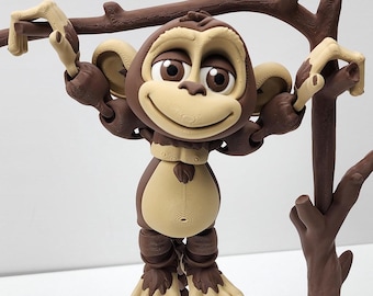 3D Printed Monkey - Articulated Fidget Toy - Customizable Realistic Flexi