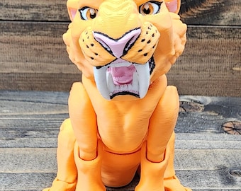 3D Printed Saber-tooth Tiger - Realistic Articulated Customizable Flexi Fidget Toy