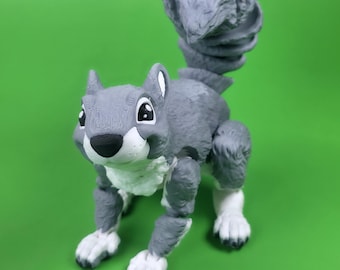 Squirrel - 3D Printed Realistic Animal Figurine - Customizable and Articulated Flexi Fidget