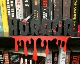 Horror Bookshelf Sign - Slasher 3D Printed Reader Book Decor - Reading Nook & Bookish Library Accessories