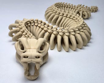 Skeleton Snake - Realistic Animal Bone Flexi - Customizable 3D Printed Articulated Fidget Toy