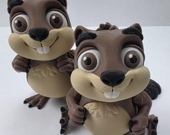 3D Printed Beaver - Articulated Fidget Toy - Customizable Realistic Flexi