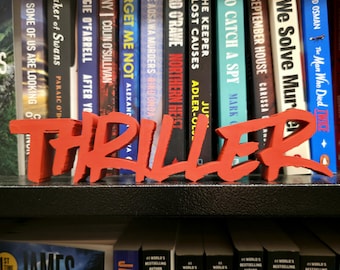 Thriller Bookshelf Sign - 3D Printed Reader Book Decor - Reading Nook & Bookish Library Accessories