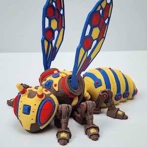 Articulated Cyber Bee - Customizable 3D Printed Flexible Fidget Toy