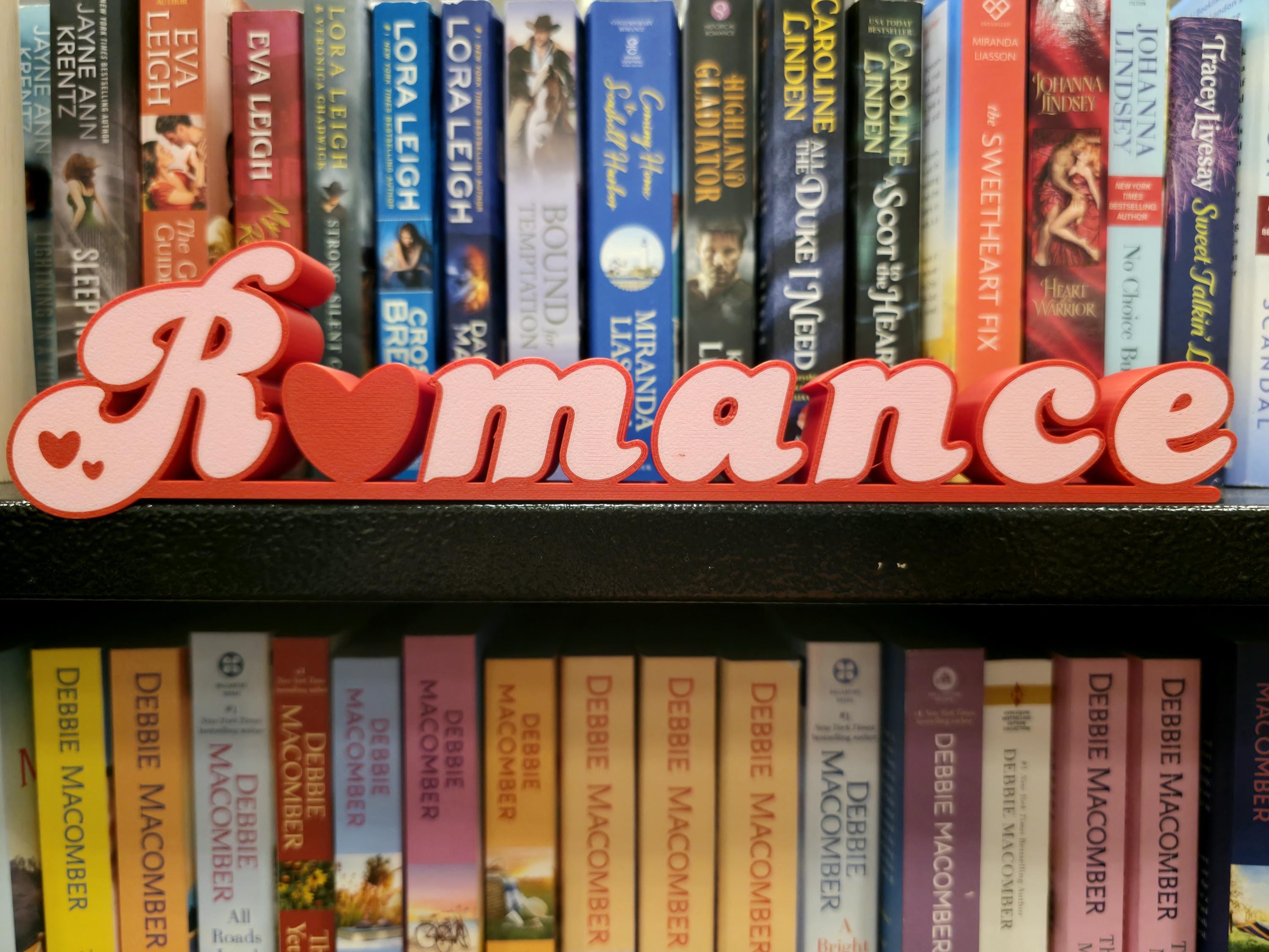 Romance Library Sign Romance Bookshelf Sign - 3D Printed Reader Book Decor - Reading Nook ...