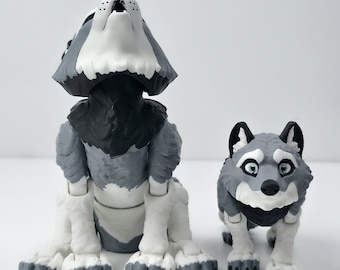 Wolf - 3D Printed Realistic Animal Figurine - Customizable and Articulated Flexi Fidget