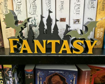 Fantasy Bookshelf Sign - 3D Printed Reader Book Decor - Reading Nook & Bookish Library Accessories