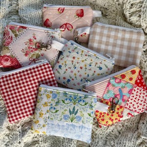 Handgemachte Schlüsselanhänger, Täschchen mit Reißverschluss in Vichy-Karo, kleine Taschen mit Reißverschluss, Kartenhalter für Schlüssel, Geschenke für Sie