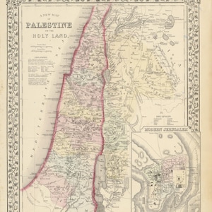 Map of Palestine 1871 by the Libraries of Congress Premium Paper Print