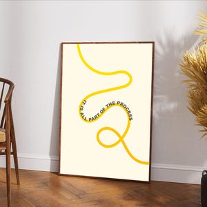 ıt ıs all part of the process poster, positive aesthetic affirmations room decor, yellow trendy wall art, motivational poster