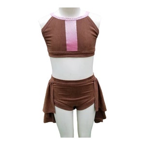 Two piece size 6 girls black top and briefs with attached lace skirt
