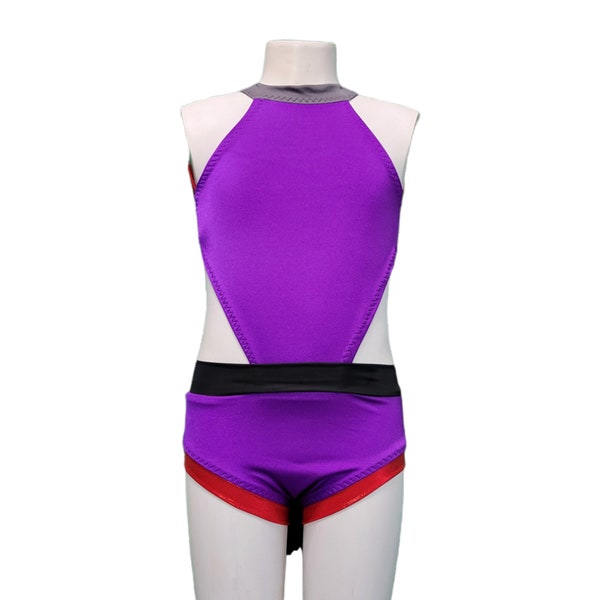 Purple unique girls leotard, costume base, stand out convention dancewear, recital gift, convention wear, sz 8 9