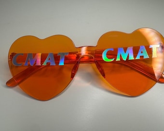 CMAT Heart-Shaped Concert Glasses, Orange Novelty Fan Accessory