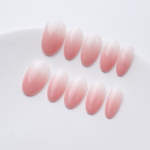Pink Ombre Press On Nails: Reusable Almond Nail Set