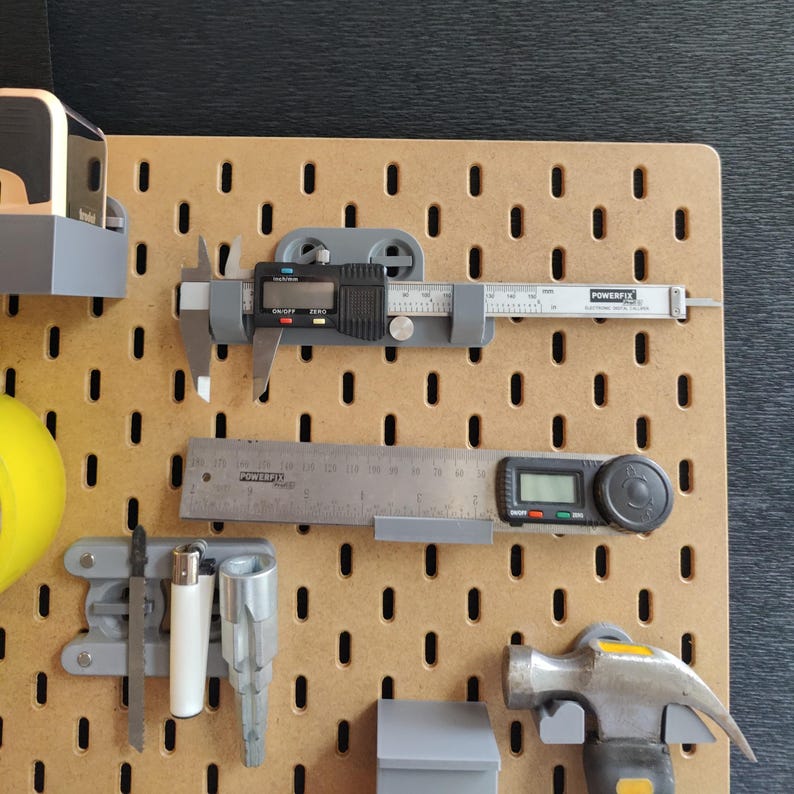 Grey Ruler Holder for SKADIS Brown Panel Workshop Crafts, Organisation ...