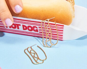 Hot Dog Hoop Earrings (Available in two sizes)