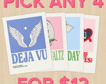 Mini Poster Set — 4 for 12 Kpop Mini Posters — merch wall decor