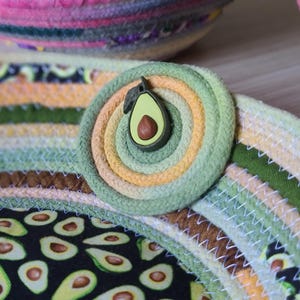 Handmade avocado rope bowl, perfect for entryway or gift basket