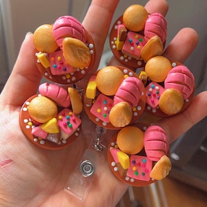 Handmade Pan Dulce Badge Reel, Polymer Clay, Mexican Pastries