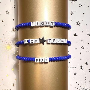 Blue Beaded Bracelets | Anti Trump Jewelry | FDT F Trump Bracelets| No Kings| | F Elon Musk | NMP | Political Statement Jewelry
