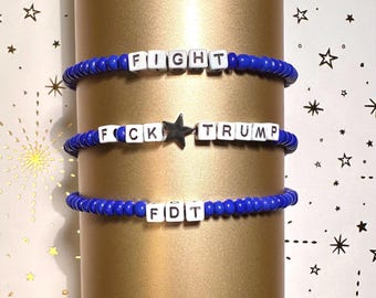 Blue Beaded Bracelet: Political Statement, Anti-Trump Jewelry, F ICE