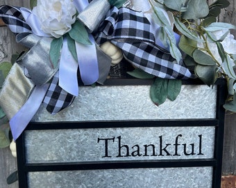 Thankful Buffalo Check Fall Wreath