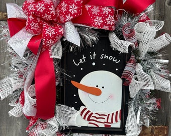 Let It Snow Snowman Wreath