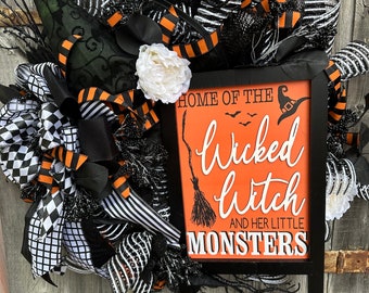 Wicked Witch and Her Little Monsters Halloween Wreath