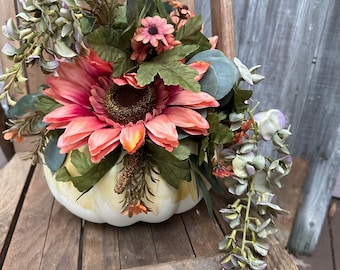 Pale Pumpkin Centerpiece- Fall Centerpiece