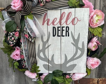 Hello Deer girlie deer wreath