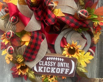 Classy Until Kickoff Ohio State Football Wreath