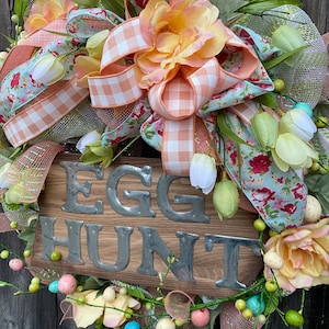 Egg Hunt Easter Wreath: Floral Spring Door Decor