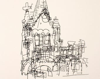 Old Cathedral, New York City, Screenprint