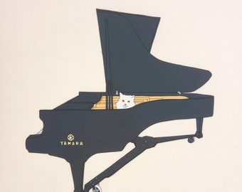 Cat in the piano print