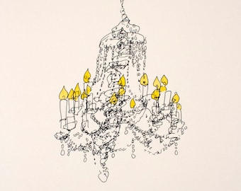 Old Chandelier in St. Paul's Cathedral, New York City, Screenprint