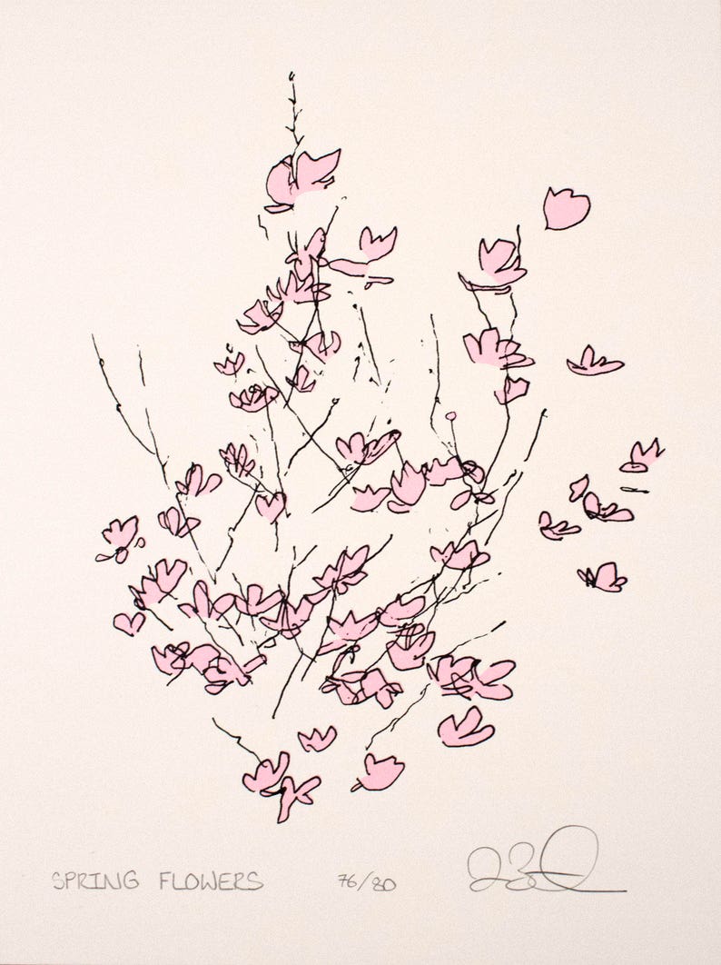 Pink Flowers Screenprint image 1