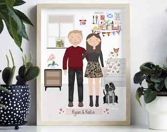 Retrato personalizado, retrato familiar, arte mural, regalo personalizado, ilustración personalizada, regalo de boda o aniversario, regalo de Navidad