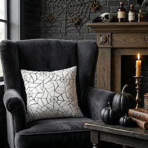 Spider Web Pillow Cover: Gothic Halloween Home Decor