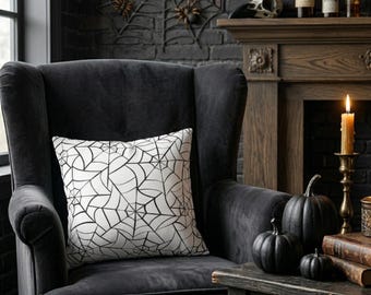 Spider Web Pillow Cover: Gothic Halloween Home Decor