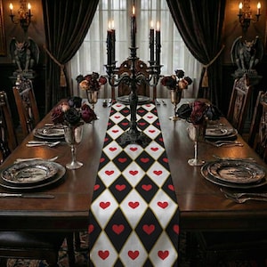 Alice in Wonderland Table Runner: Argyle Heart Tea Party Decor