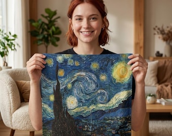 Starry Night Cotton Napkin | Van Gogh Inspired Artistic Table Decor