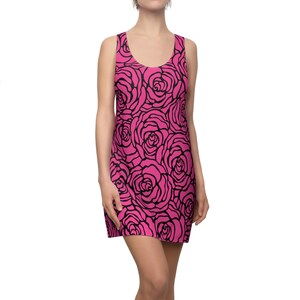 Pink Rose Racerback Dress: Romantic Floral Sleeveless Summer Dress