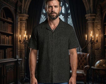 Camisa hawaiana con estampado de telaraña: Camisa gótica de Halloween con botones - Ropa de playa espeluznante