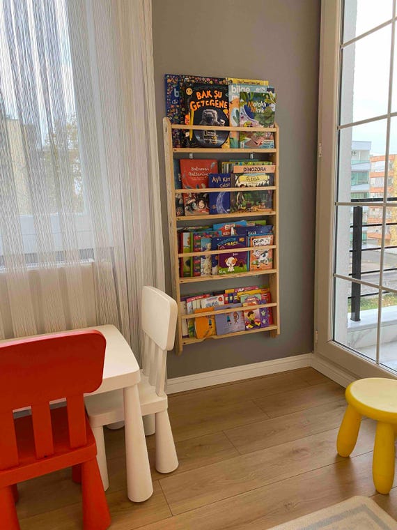 Montessori Bookshelf, Toddler Bookshelf, Solid Wood Bookcase, Narrow Bookcase, Montessori Shelves, Kids Bookshelf, Nursery Bookshelf