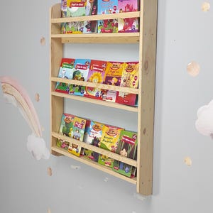 3 Tier Bookcase, Wooden Bookshelf, Nursery Bookshelf Kids Bookcase, Wooden Kids Shelf, Montessori Wall Bookshelf