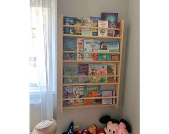 Półki Montessori, półki z litego drewna, regały dla dzieci, kącik książkowy, półki Montessori, regały narożne, dekoracje regałów