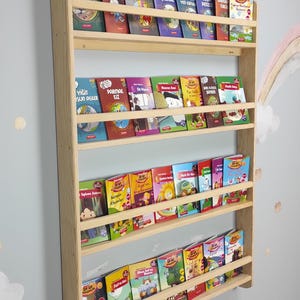 Libreria a 4 ripiani, libreria in legno, libreria per bambini, scaffale in legno per bambini, libreria da parete Montessori, regalo per la cameretta dei bambini