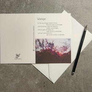 Karte mit Gedicht und Kunstdruck für einen besonderen Menschen mit Sternzeichen Waage