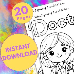 Cuando crezca: libro para colorear para niños / 20 páginas para colorear imprimibles con temas profesionales para niños / Libro de actividades sobre trabajos divertidos y educativos