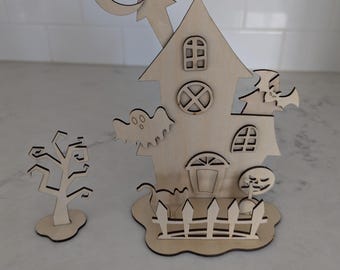 Wooden Haunted House Halloween Craft Kit